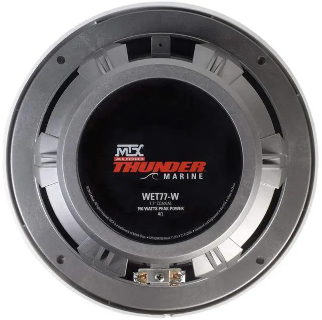 Alt view image 5 of 6 - WET77-W Wet Series 75 Watt RMS 4 Ohm Coaxial Outdoor Marine Boat ATV UTV Speaker Pair with Weather Resistant Polypropylene Cones, Silicone Insulated Tinsel Leads, and ASA Plastic Grille, White