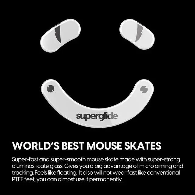 Alt view image 2 of 5 - Superglide Glass Mouse Skates - Super Smooth Glide, Polished Round Edge, Super Fast Gaming Mouse Feet with Durable Sole for Razer Deathadder v3 Pro (Type-S, White)