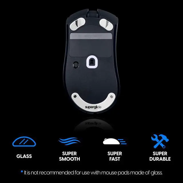 Alt view image 4 of 5 - Superglide Glass Mouse Skates - Super Smooth Glide, Polished Round Edge, Super Fast Gaming Mouse Feet with Durable Sole for Razer Deathadder v3 Pro (Type-S, White)