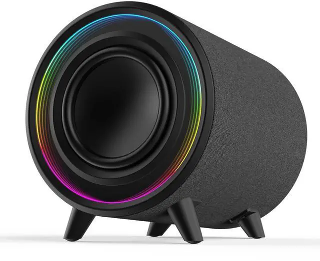 Main image of Powered Subwoofer, 100W Peak Sub with DSP, 6.5 Subs with Infinity Mirror - 3D Tunnel Light, 6 LED Home Theater Subwoofers, 40Hz-250Hz, Class-D Amp, Low Pass dial, Phase Switch