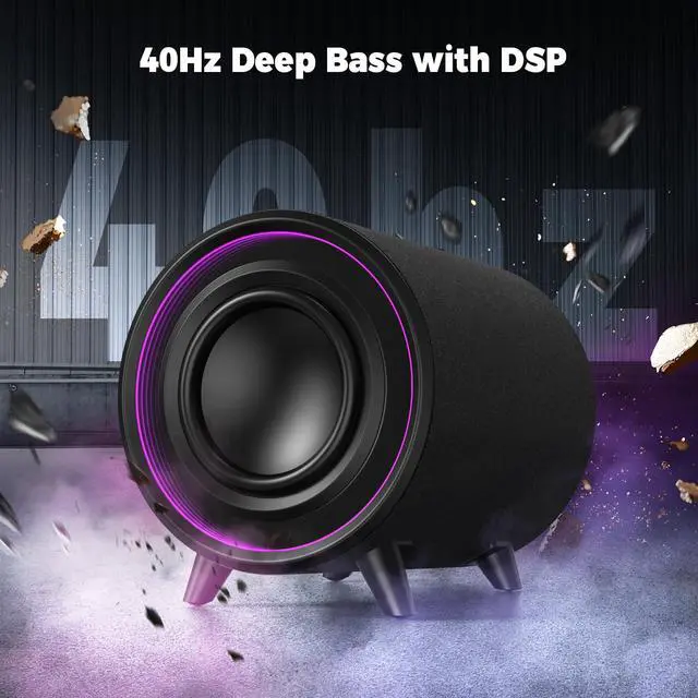 Alt view image 3 of 6 - Powered Subwoofer, 100W Peak Sub with DSP, 6.5 Subs with Infinity Mirror - 3D Tunnel Light, 6 LED Home Theater Subwoofers, 40Hz-250Hz, Class-D Amp, Low Pass dial, Phase Switch