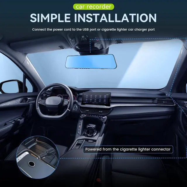 Alt view image 6 of 6 - 4.5 Inch Mirror Dash Cam Backup Camera 1080P Front and Rear View Mirror Camera for Cars Dual Lens Cam Loop Recording 150°Wide Angle G-Sensor Parking Assistance