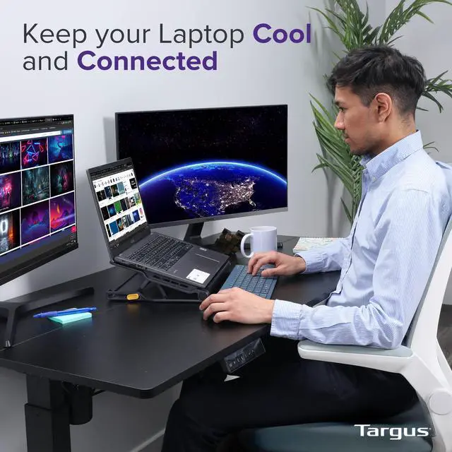 Alt view image 2 of 6 - Laptop Cooling Pad for Laptops up to 17-inches, Dual High-Speed Fans Chill Mat + 4-Port USB Hub Laptop Fan Cooling Pad for Work, USB Stand Cooling Pad for Gaming Laptop Cooling Fan (AWE81US)