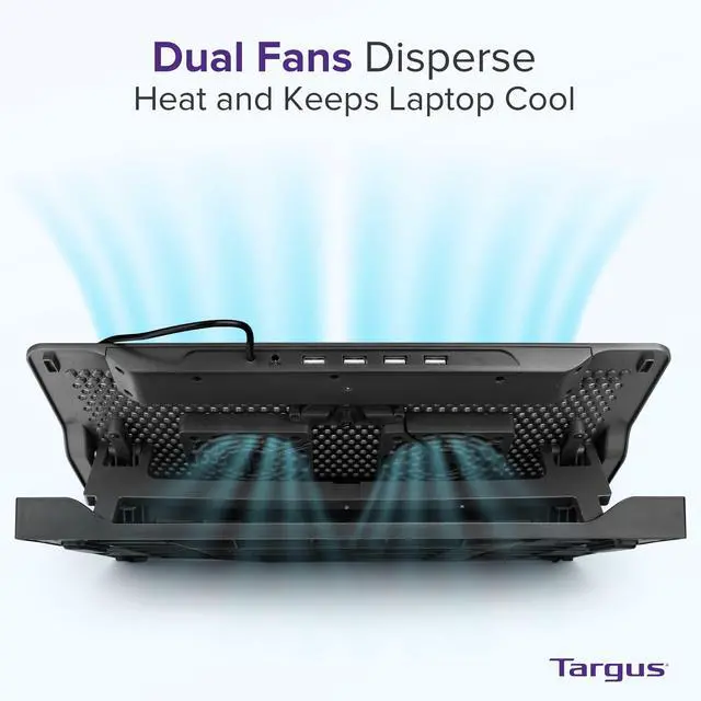 Alt view image 3 of 6 - Laptop Cooling Pad for Laptops up to 17-inches, Dual High-Speed Fans Chill Mat + 4-Port USB Hub Laptop Fan Cooling Pad for Work, USB Stand Cooling Pad for Gaming Laptop Cooling Fan (AWE81US)