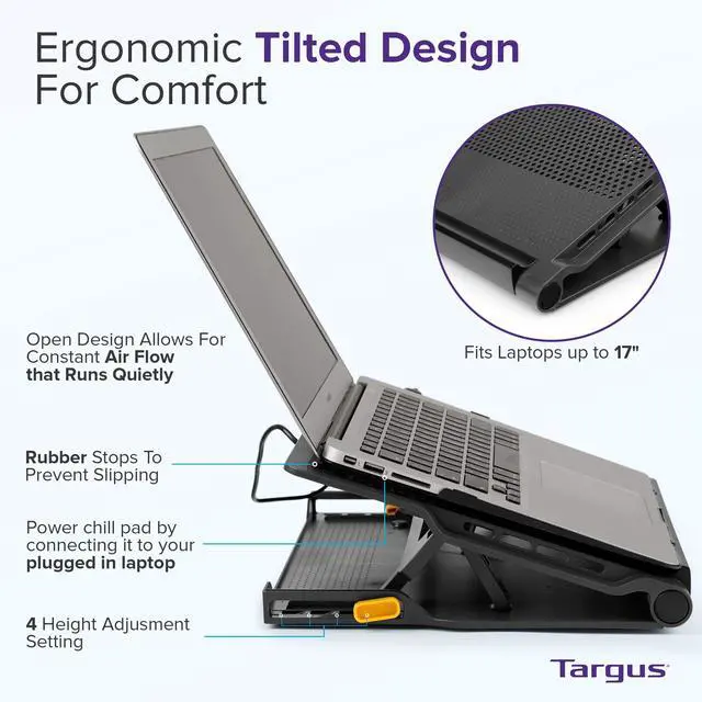 Alt view image 5 of 6 - Laptop Cooling Pad for Laptops up to 17-inches, Dual High-Speed Fans Chill Mat + 4-Port USB Hub Laptop Fan Cooling Pad for Work, USB Stand Cooling Pad for Gaming Laptop Cooling Fan (AWE81US)