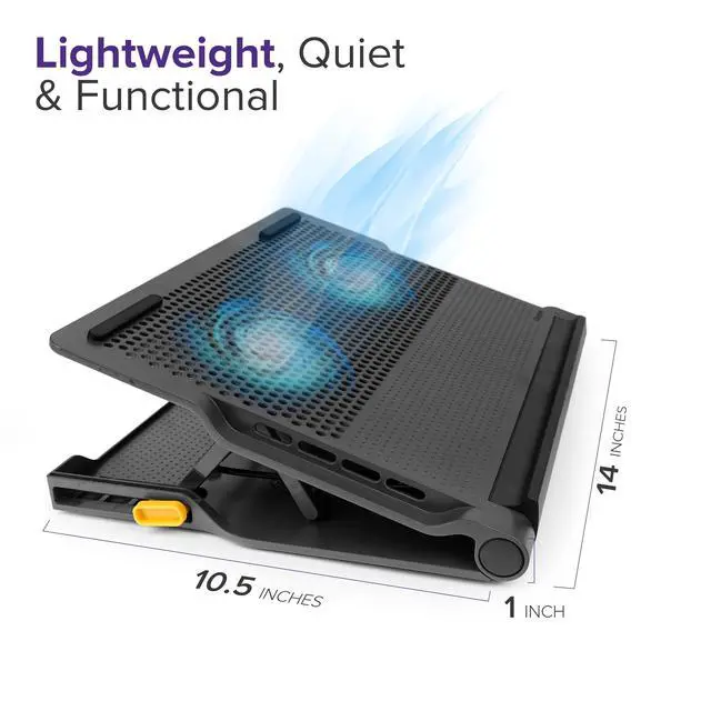Alt view image 6 of 6 - Laptop Cooling Pad for Laptops up to 17-inches, Dual High-Speed Fans Chill Mat + 4-Port USB Hub Laptop Fan Cooling Pad for Work, USB Stand Cooling Pad for Gaming Laptop Cooling Fan (AWE81US)
