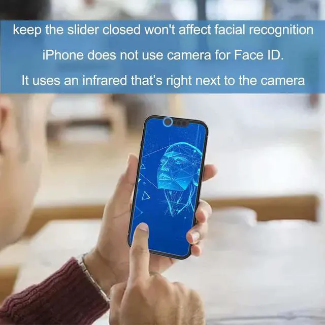 Alt view image 4 of 6 - Privacy Cover Compatible for iPhone 14 /iPhone 14 Plus Front Camera Cover,Protect Privacy and Security But Not Affect Facial Recognition(2Pack)