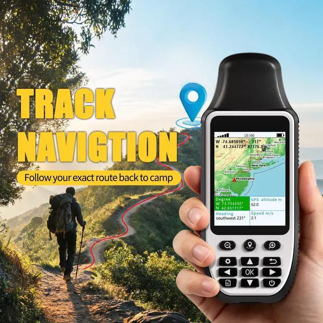 Alt view image 2 of 6 - S190 Handheld GPS Navigator, Rugged Handheld GPS for Hiking with 3-Axis Compass, 3.2" Color Display, Handheld GPS with Preloaded USA Topo Maps, 64GB Memory and Extra Battery Life