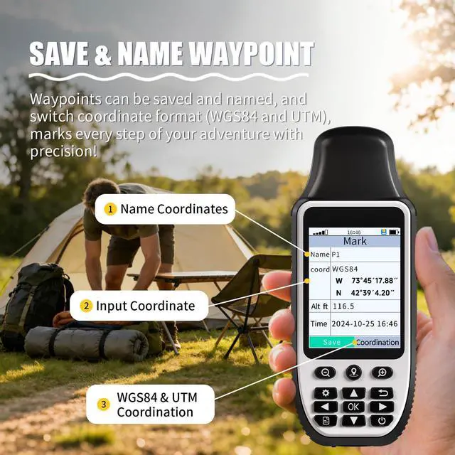 Alt view image 3 of 6 - S190 Handheld GPS Navigator, Rugged Handheld GPS for Hiking with 3-Axis Compass, 3.2" Color Display, Handheld GPS with Preloaded USA Topo Maps, 64GB Memory and Extra Battery Life