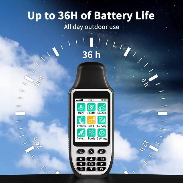 Alt view image 6 of 6 - S190 Handheld GPS Navigator, Rugged Handheld GPS for Hiking with 3-Axis Compass, 3.2" Color Display, Handheld GPS with Preloaded USA Topo Maps, 64GB Memory and Extra Battery Life