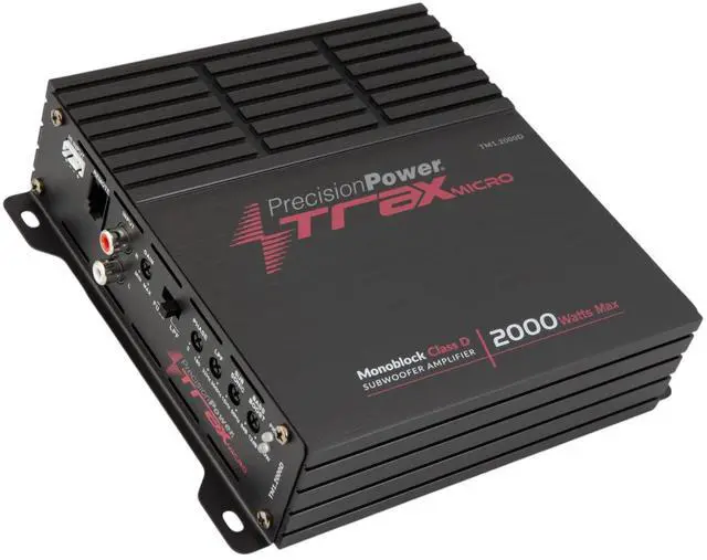 Main image of Trax Micro Monoblock Class D Car Stereo Amplifier TM1.2000D 2000W Single Channel Digital Subwoofer Amp with Wired Bass Control & High-Level Inputs for Powerful Audio