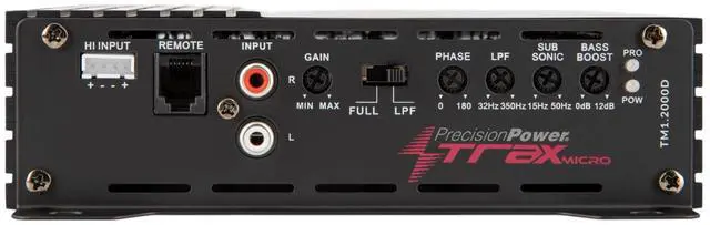 Alt view image 5 of 6 - Trax Micro Monoblock Class D Car Stereo Amplifier TM1.2000D 2000W Single Channel Digital Subwoofer Amp with Wired Bass Control & High-Level Inputs for Powerful Audio