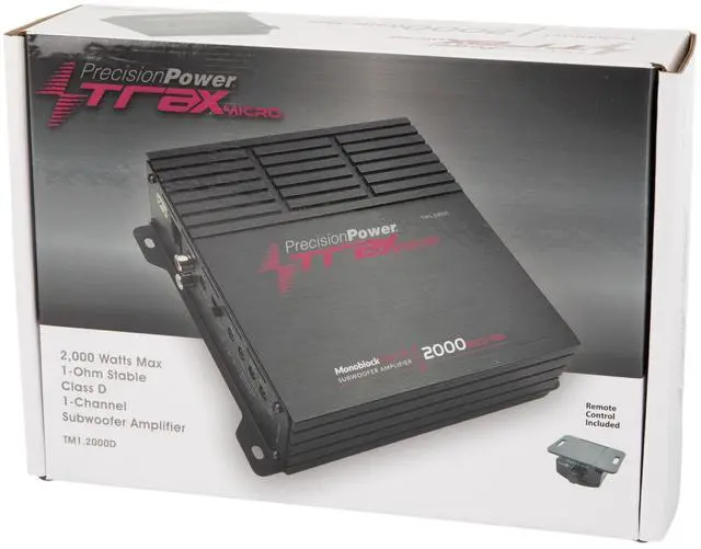 Alt view image 6 of 6 - Trax Micro Monoblock Class D Car Stereo Amplifier TM1.2000D 2000W Single Channel Digital Subwoofer Amp with Wired Bass Control & High-Level Inputs for Powerful Audio