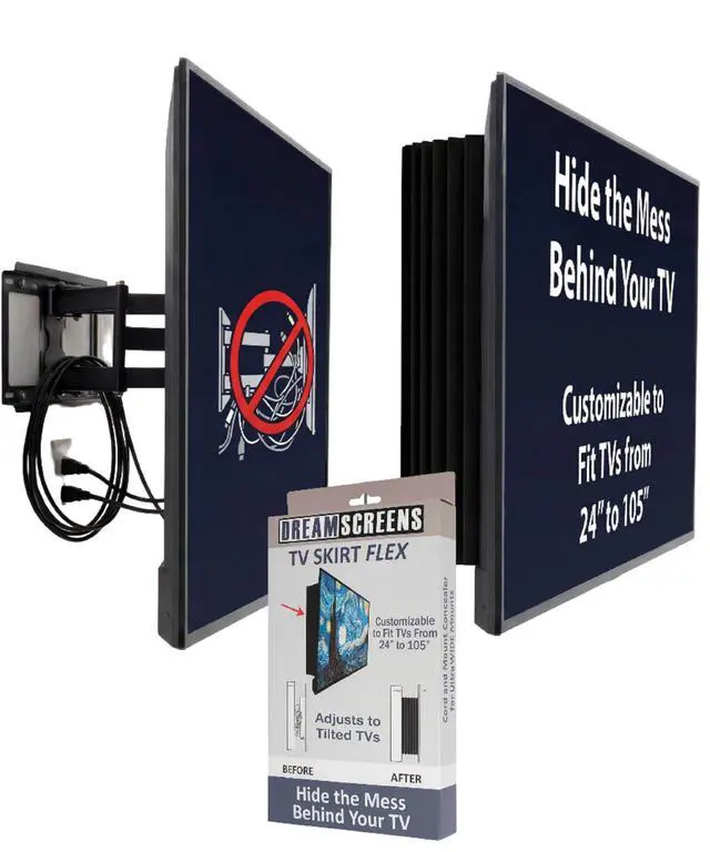 Alt view image 3 of 6 - TV Skirt | TV Side Cover, Curtains to Hide Cords & Television Mounts | Effectively conceals wires & mounts for a clean aesthetic, perfect for organizing cables on wall-mounted televisions