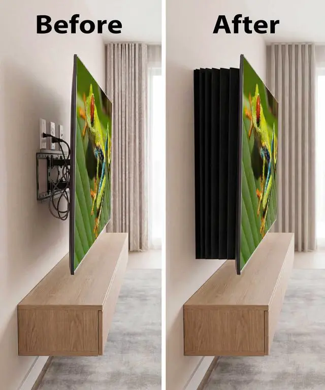 Alt view image 5 of 6 - TV Skirt | TV Side Cover, Curtains to Hide Cords & Television Mounts | Effectively conceals wires & mounts for a clean aesthetic, perfect for organizing cables on wall-mounted televisions