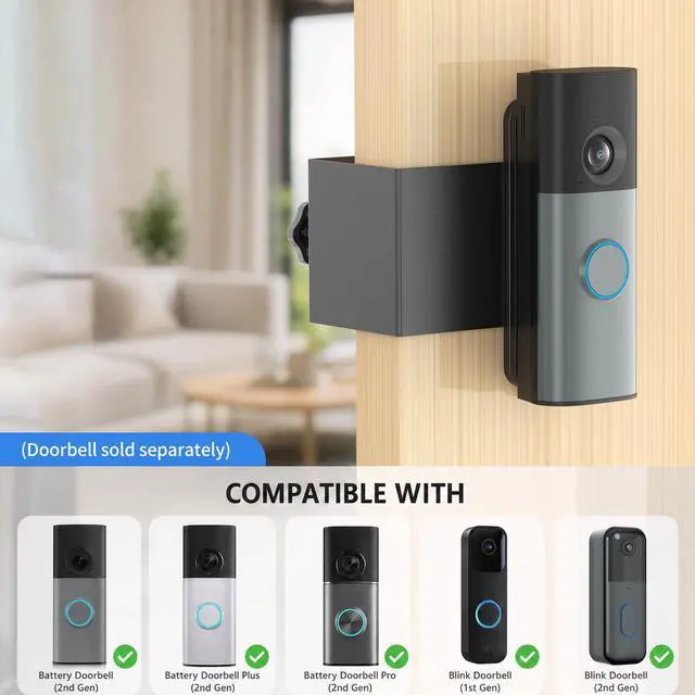 Alt view image 2 of 6 - Anti-Theft Doorbell Mount for Battery Doorbell/Plus/Pro(2026 Model) | No-Drill Doorbell Camera Bracket for Apartment Door, No Front Cover, Renter Friendly, Easy to install, Accessories for Home