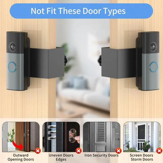 Alt view image 5 of 6 - Anti-Theft Doorbell Mount for Battery Doorbell/Plus/Pro(2026 Model) | No-Drill Doorbell Camera Bracket for Apartment Door, No Front Cover, Renter Friendly, Easy to install, Accessories for Home