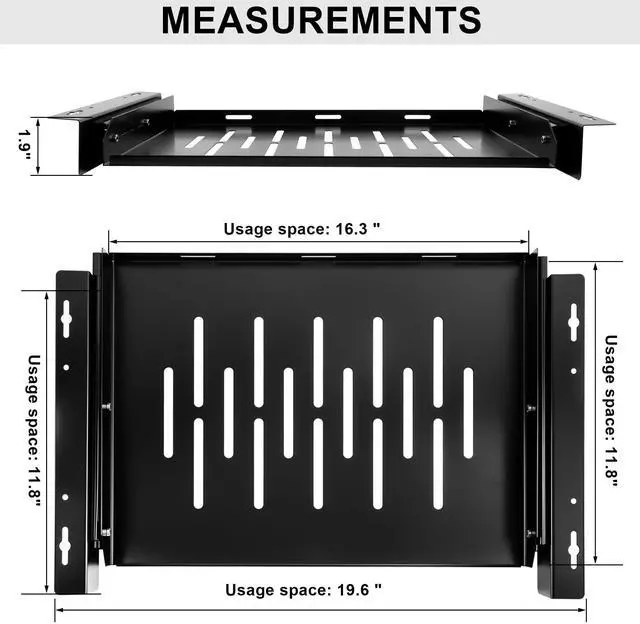 Main image of Under Desk Laptop Drawer with Air Vents, 16.3" x 12" Metal Laptop Drawer | Pull Out Under-Desktop Storage for Laptop & Accessories