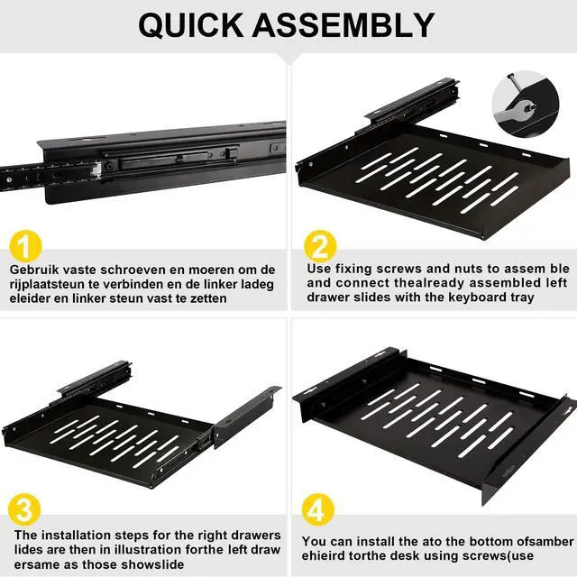 Alt view image 4 of 5 - Under Desk Laptop Drawer with Air Vents, 16.3" x 12" Metal Laptop Drawer | Pull Out Under-Desktop Storage for Laptop & Accessories