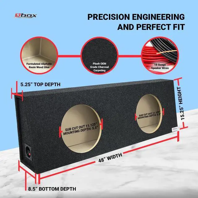 Alt view image 4 of 6 - Bbox Dual Sealed 12 Inch Subwoofer Enclosure - Pro Series Dual Sealed Car Subwoofer Boxes & Enclosures - Premium Subwoofer Box Improves Audio Quality, Sound & Bass - Spring Terminals