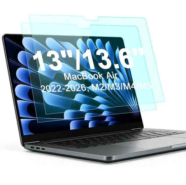 Main image of 2-Pack Anti Blue Light Screen Protector for MacBook Air 13.6/13 Inch (2022-2026, M2 M3 M4 M5 Chip), Matte Anti Glare Filter Eye Protection Shield for Mac 13.6'', Anti-Scratch Protector