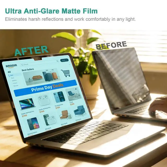 Alt view image 3 of 6 - 2-Pack Anti Blue Light Screen Protector for MacBook Air 13.6/13 Inch (2022-2026, M2 M3 M4 M5 Chip), Matte Anti Glare Filter Eye Protection Shield for Mac 13.6'', Anti-Scratch Protector