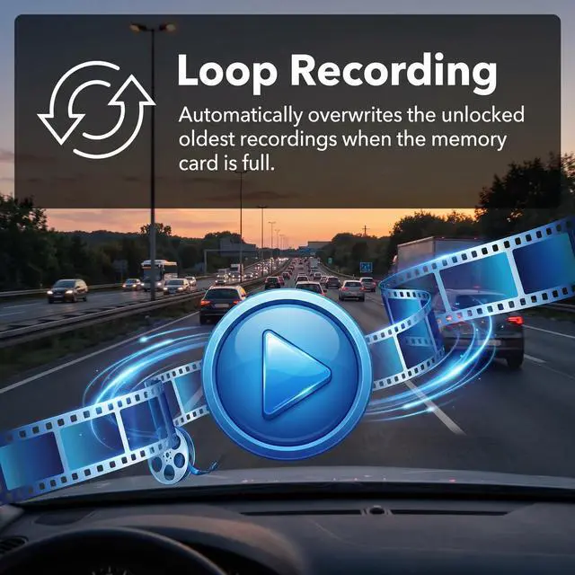 Alt view image 5 of 6 - Rear View Mirror Camera, Mirror Dash Cam for Car 1080P Front & Rear Mirror Cameras 9.66 Inch HD IPS Full Touch Screen 64G Card Night Vision Motion Detection Loop Recording 24H Parking Monitor