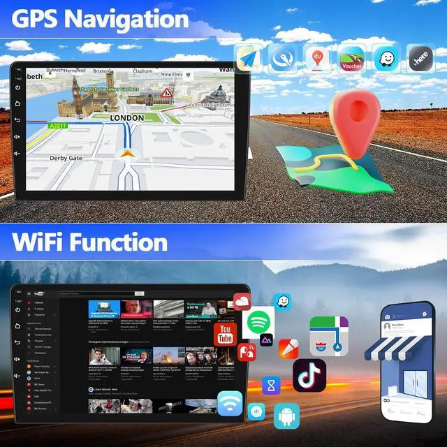 Alt view image 4 of 5 - Android Car Stereo for Honda CRV 1997 1998 1999 2000 2001 Manual AC 2G+64G with Carplay Android Auto Mirror Link 9 inch Touchscreen with GPS Navigation WiFi 26UI Bluetooth FM Backup Camera
