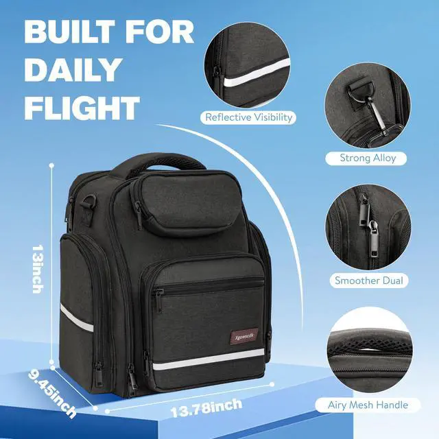Alt view image 2 of 6 - Flight Bags for Pilots, Aviation Headset Pilot Bag with Padded Protection | Headset Bag for Kneeboard, iPad & Flight Accessories, Multiple Pockets & Shoulder Strap, Gift for Student Pilots, Bag Only