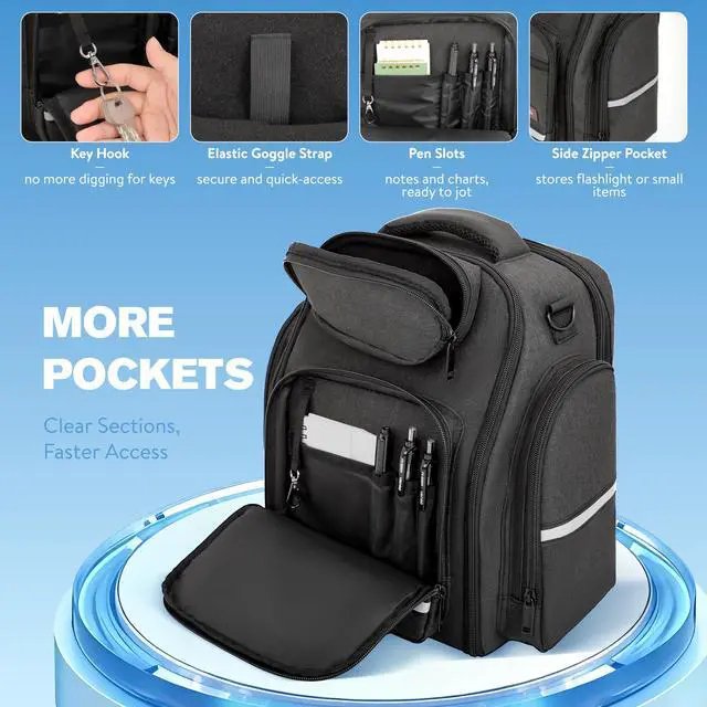 Alt view image 6 of 6 - Flight Bags for Pilots, Aviation Headset Pilot Bag with Padded Protection | Headset Bag for Kneeboard, iPad & Flight Accessories, Multiple Pockets & Shoulder Strap, Gift for Student Pilots, Bag Only