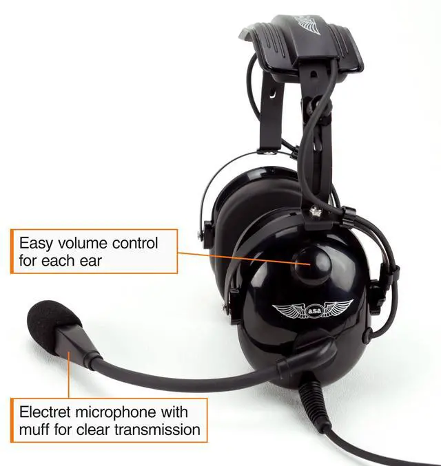 Alt view image 4 of 6 - AirClassics HS-1A Pilot Headset Durability - 23 dB Noise Reduction - Noise-Canceling Mic - Stereo/Mono - Essential Aviation Headset - General Aviation Headsets for Pilots