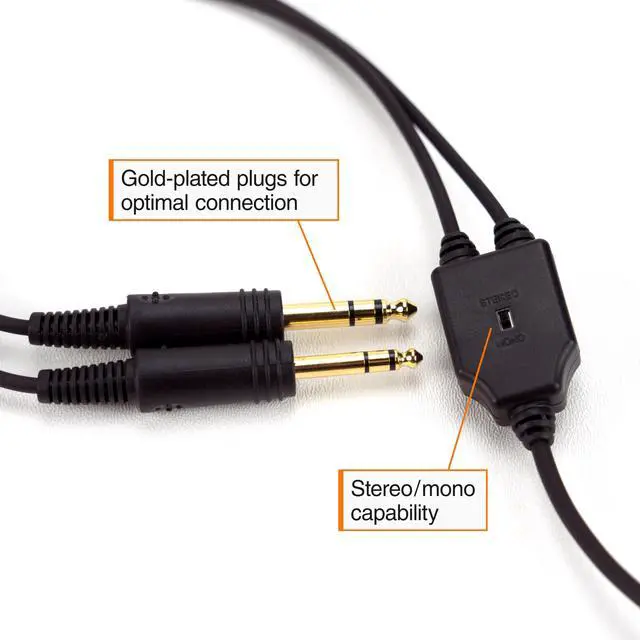 Alt view image 5 of 6 - AirClassics HS-1A Pilot Headset Durability - 23 dB Noise Reduction - Noise-Canceling Mic - Stereo/Mono - Essential Aviation Headset - General Aviation Headsets for Pilots