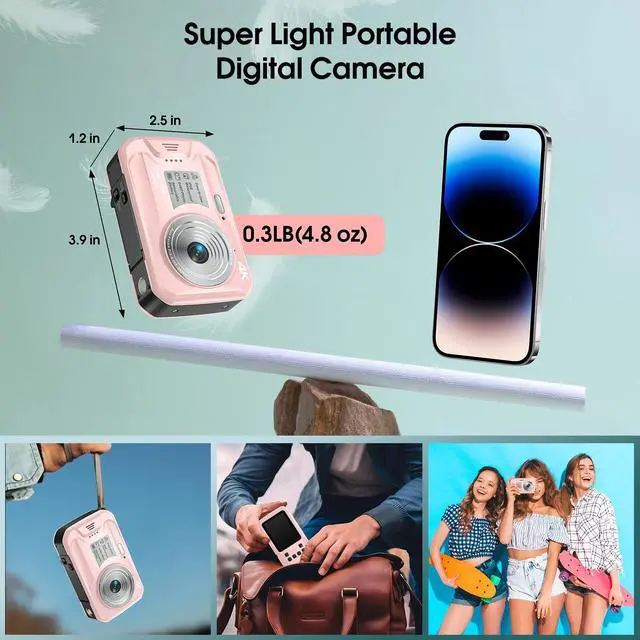 Alt view image 6 of 6 - 4K Underwater Camera, Autofocus Floatable Waterproof Camera with IPS HD Screen, 64MP 16FT Waterproof Digital Camera with 16GB Card