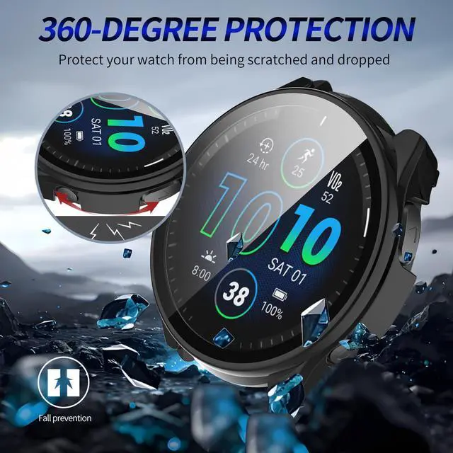 Alt view image 5 of 6 - 3+6 Pack for Garmin Forerunner 965 Hard PC Screen Protector Case | With Charger Port,Built-in Tempered Glass Film,Full Coverage,All-Around,Shockproof,Bumper,Protective Cover,Accessories