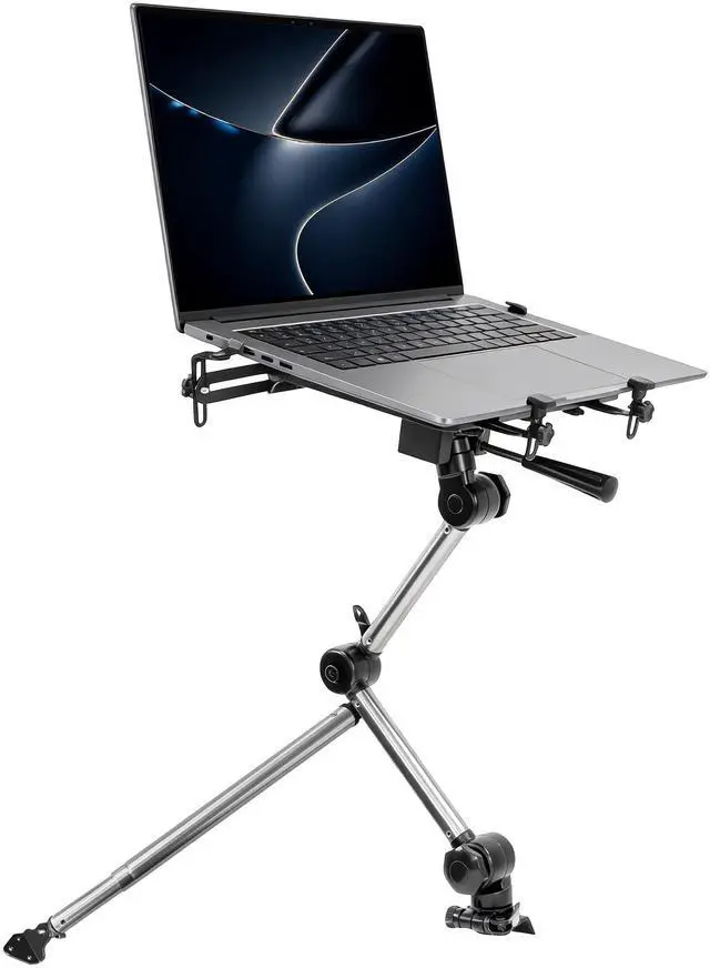 Main image of Car Laptop Mount, No-Drill Passenger Seat Vehicle Stand for Up to 17 Laptops & Tablets, Full Motion with Lockable Joints & USB Cooling Fan