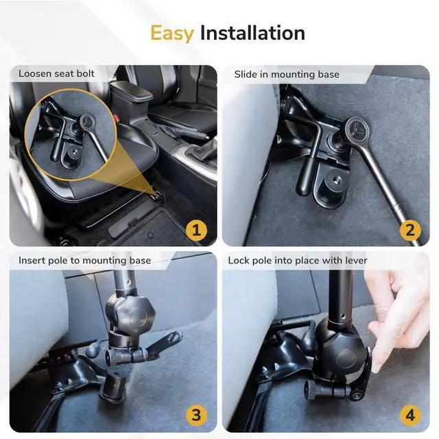 Alt view image 3 of 6 - Car Laptop Mount, No-Drill Passenger Seat Vehicle Stand for Up to 17 Laptops & Tablets, Full Motion with Lockable Joints & USB Cooling Fan