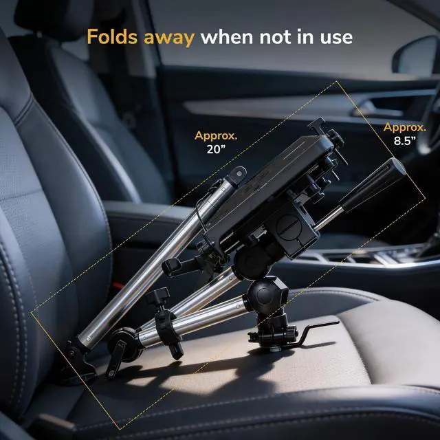 Alt view image 6 of 6 - Car Laptop Mount, No-Drill Passenger Seat Vehicle Stand for Up to 17 Laptops & Tablets, Full Motion with Lockable Joints & USB Cooling Fan