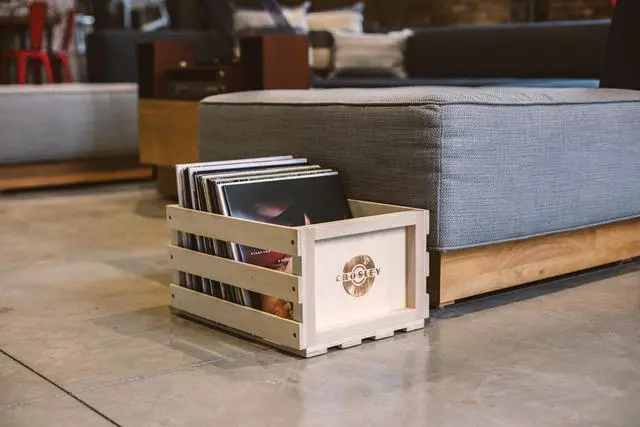 Alt view image 3 of 6 - AC1004A-NA Vinyl Record Storage Crate, Natural | Holds Up to 75 Standard Records, Solid Wood, Easy to Assemble