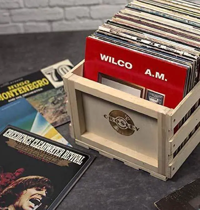 Alt view image 5 of 6 - AC1004A-NA Vinyl Record Storage Crate, Natural | Holds Up to 75 Standard Records, Solid Wood, Easy to Assemble
