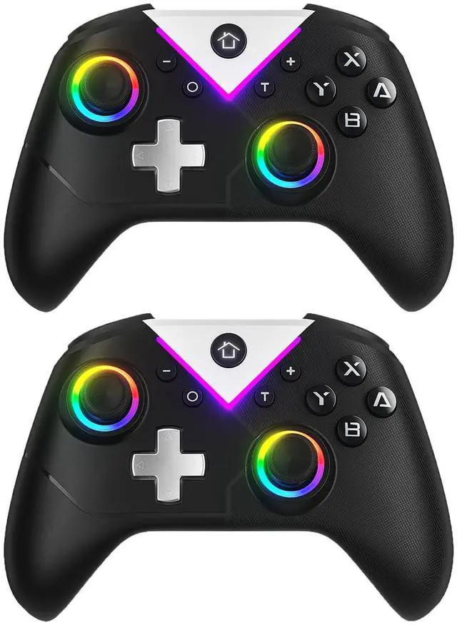 Main image of RGB Wireless Controller with Turbo & Macro, 6-Axis Gyro, Dual Vibration, Screenshot Button Compatible with Nintendo Switch 2 / Switch 1 / Lite/OLED, PC - 2-Pack
