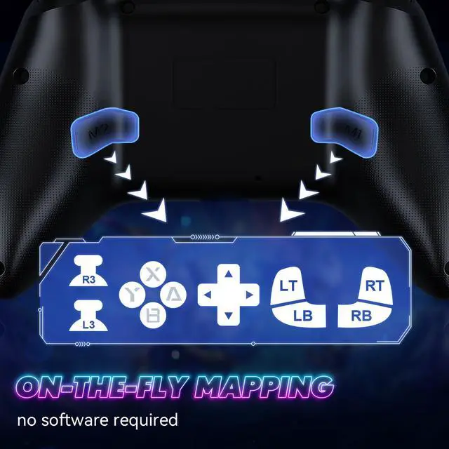 Alt view image 3 of 6 - RGB Wireless Controller with Turbo & Macro, 6-Axis Gyro, Dual Vibration, Screenshot Button Compatible with Nintendo Switch 2 / Switch 1 / Lite/OLED, PC - 2-Pack