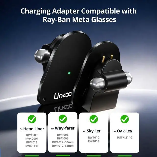 Alt view image 2 of 6 - Charging Adapter for RayBan Meta Smart Glasses, USB C Charger Compatible with Meta Gen 1/2 Wayfarer Skyler Headliner Oakley Meta HSTN, Portable Charger with LED Indicator Overcharge Protection, 2Pack