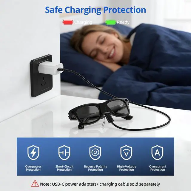 Alt view image 3 of 6 - Charging Adapter for RayBan Meta Smart Glasses, USB C Charger Compatible with Meta Gen 1/2 Wayfarer Skyler Headliner Oakley Meta HSTN, Portable Charger with LED Indicator Overcharge Protection, 2Pack