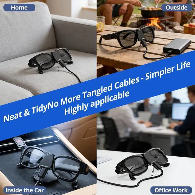 Alt view image 6 of 6 - Charging Adapter for RayBan Meta Smart Glasses, USB C Charger Compatible with Meta Gen 1/2 Wayfarer Skyler Headliner Oakley Meta HSTN, Portable Charger with LED Indicator Overcharge Protection, 2Pack