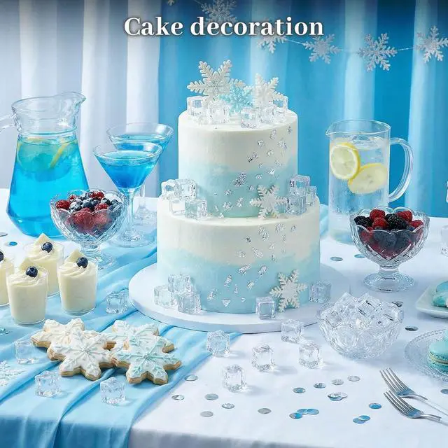 Alt view image 4 of 6 - 100 PCS Clear Fake Ice Cubes, 0.7'' Acrylic Fake Ice Vase Fillers | Table Centerpiece Photography Accessories Food Props, Table Scatter Decoration