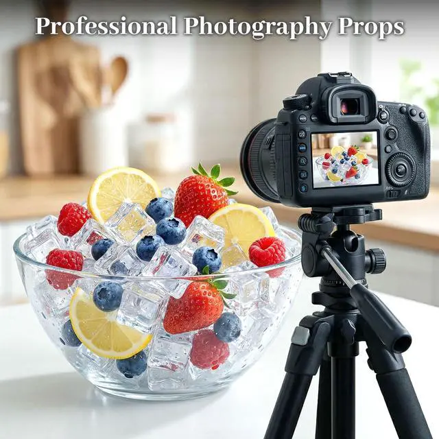 Alt view image 5 of 6 - 100 PCS Clear Fake Ice Cubes, 0.7'' Acrylic Fake Ice Vase Fillers | Table Centerpiece Photography Accessories Food Props, Table Scatter Decoration