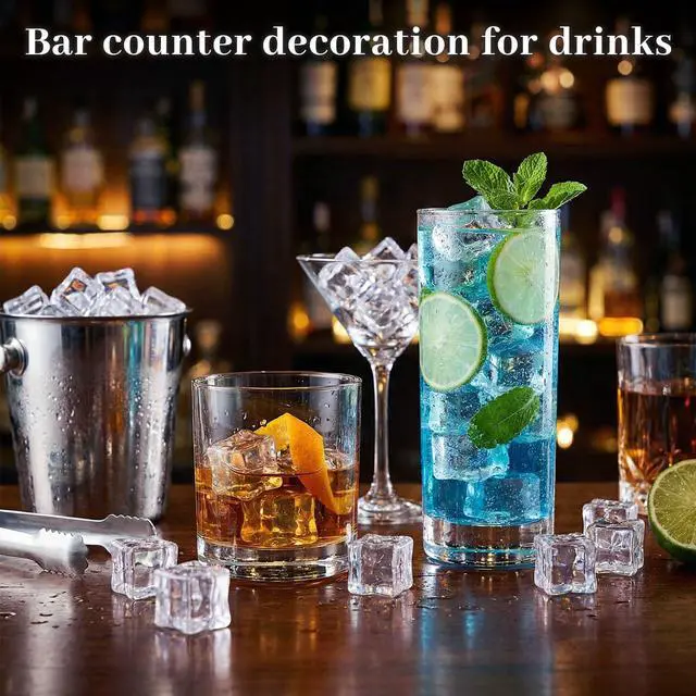 Alt view image 6 of 6 - 100 PCS Clear Fake Ice Cubes, 0.7'' Acrylic Fake Ice Vase Fillers | Table Centerpiece Photography Accessories Food Props, Table Scatter Decoration