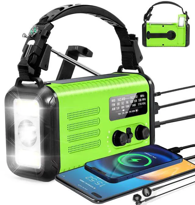 Main image of Emergency NOAA Weather Radio AM/FM, with Portable Solar/Hand Crank/USB Charging, 20000mAh/74000mWh Rechargeable Battery and Flashlight SOS Siren Lamp for Indoor/Outdoor Emergencies