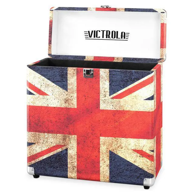 Alt view image 4 of 4 - Collector Record Storage Case Holds 30+ Vinyl Turntable Records, Heavy-Duty Hardware, Hinges, & Smart Metal Corners, Portable with Easy-Carry Handle (UK Flag)