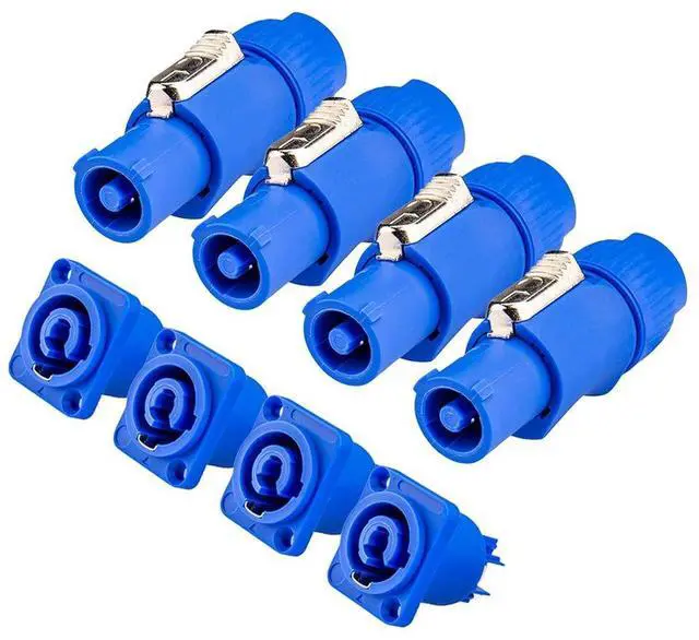 Main image of Powercon Connectors, Compatible with Neutrik Nac3mpa Powercon Adapter in Connector to Panel Mount, Male to Power Cable Connectors 4 Packs